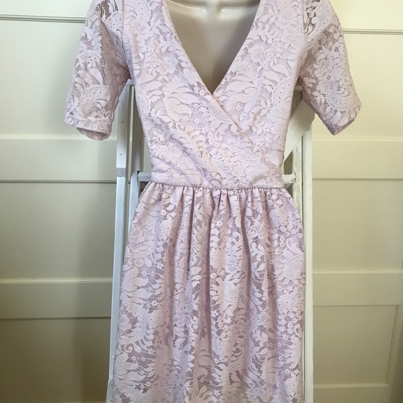 Light Pink Lace Dress with Wrap Back - Picture 2 of 6